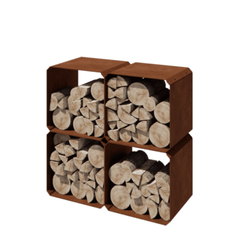 Cortenstaal houtopslag - Colorado 4 stuks - 40 x 40 x 40 cm