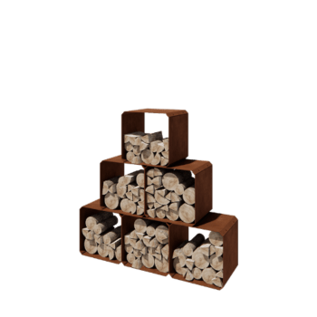 Cortenstaal houtopslag - Colorado 6 stuks - 40 x 40 x 40 cm