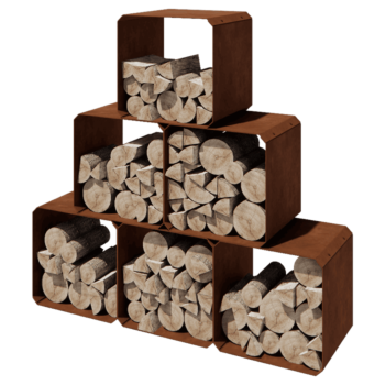 Cortenstaal houtopslag - Colorado 6 stuks - 40 x 40 x 40 cm