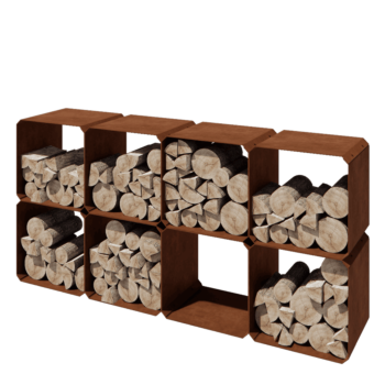 Cortenstaal houtopslag - Colorado 8 stuks - 40 x 40 x 40 cm