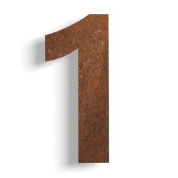 Cortenstaal huisnummer 1 - 15 cm