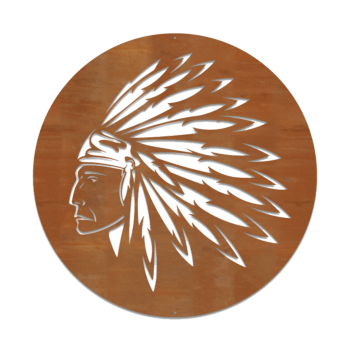 Cortenstaal wanddecoratie Indiaan