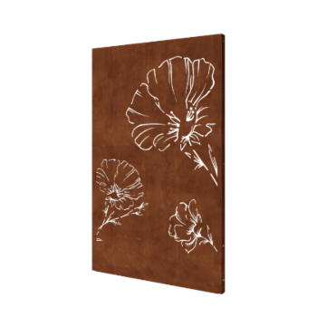 Cortenstaal paneel - Klaproos - 120 x 6 x 190 cm