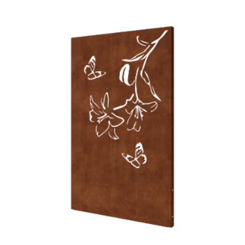 Cortenstaal paneel - Lelie - 120 x 6 x 190 cm