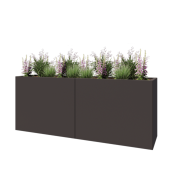 Stalen plantenbak XXL - Rechthoek - 200 x 50 x 80 cm - RAL7016 mat (antraciet grijs) - Met bodemplaat