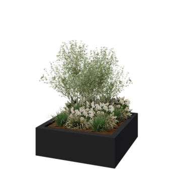 Polyester plantenbak - Vierkant - 120 x 120 x 40 cm - RAL7021 mat (zwartgrijs) - Met bodem