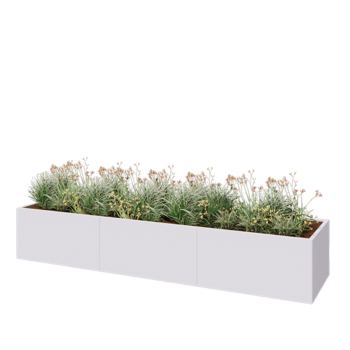 Stalen plantenbak XXL - Rechthoek - 360 x 80 x 60 cm - RAL9010 mat (wit) - Zonder bodemplaat