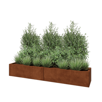 Cortenstaal plantenbak XXL - Rechthoek - 200 x 40 x 30 cm - Met bodemplaat