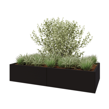 Stalen plantenbak XXL - Rechthoek - 200 x 100 x 40 cm - RAL9005 mat (zwart) - Zonder bodemplaat