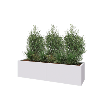 Stalen plantenbak XXL - Rechthoek - 160 x 40 x 40 cm - RAL9010 mat (wit) - Zonder bodemplaat