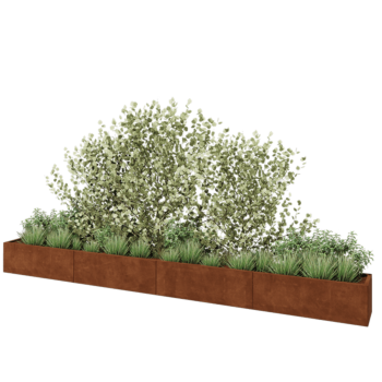 Cortenstaal plantenbak XXL - Rechthoek - 480 x 40 x 40 cm - Met bodemplaat
