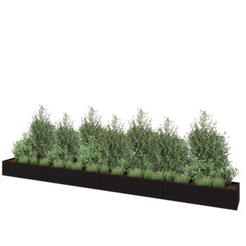 Stalen plantenbak XXL - Rechthoek - 480 x 40 x 30 cm - RAL9005 mat (zwart) - Met bodemplaat
