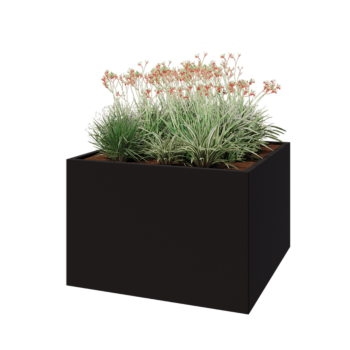 Stalen plantenbak - Vierkant - 120 x 120 x 80 cm - RAL9005 mat (zwart) - Zonder bodemplaat