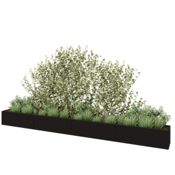 Stalen plantenbak XXL - Rechthoek - 480 x 40 x 40 cm - RAL9005 mat (zwart) - Zonder bodemplaat