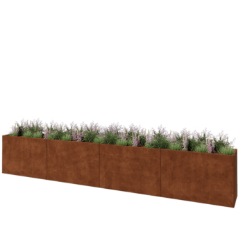 Cortenstaal plantenbak XXL - Rechthoek - 480 x 50 x 80 cm - Met bodemplaat