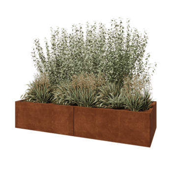 Cortenstaal plantenbak XXL - Rechthoek - 200 x 80 x 40 cm - Met bodemplaat