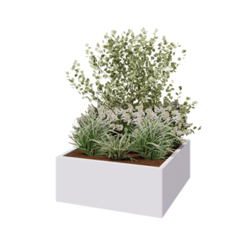 Stalen plantenbak - Vierkant - 100 x 100 x 40 cm - RAL9010 mat (wit) - Zonder bodemplaat