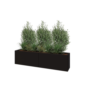 Stalen plantenbak XXL - Rechthoek - 160 x 30 x 40 cm - RAL9005 mat (zwart) - Zonder bodemplaat