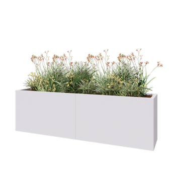 Stalen plantenbak XXL - Rechthoek - 200 x 40 x 60 cm - RAL9010 mat (wit) - Zonder bodemplaat