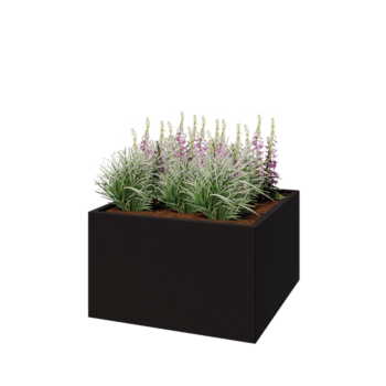 Stalen plantenbak - Vierkant - 100 x 100 x 60 cm - RAL9005 mat (zwart) - Met bodemplaat
