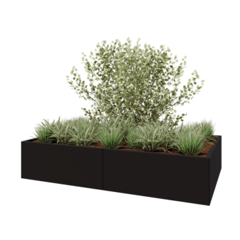 Stalen plantenbak XXL - Rechthoek - 200 x 120 x 40 cm - RAL9005 mat (zwart) - Met bodemplaat