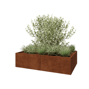 Cortenstaal plantenbak XXL - Rechthoek - 160 x 100 x 40 cm - Met bodemplaat