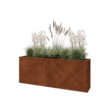 Cortenstaal plantenbak XXL - Rechthoek - 160 x 30 x 60 cm - Met bodemplaat