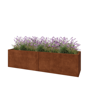 Cortenstaal plantenbak XXL - Rechthoek - 200 x 50 x 50 cm - Met bodemplaat