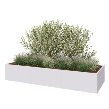 Stalen plantenbak XXL - Rechthoek - 360 x 120 x 60 cm - RAL9010 mat (wit) - Zonder bodemplaat