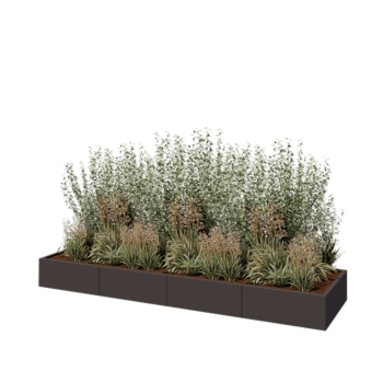 Stalen plantenbak XXL - Rechthoek - 320 x 80 x 30 cm - RAL7016 mat (antraciet grijs) - Zonder bodemplaat