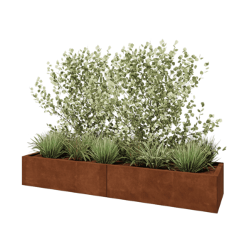 Cortenstaal plantenbak XXL - Rechthoek - 200 x 50 x 30 cm - Met bodemplaat