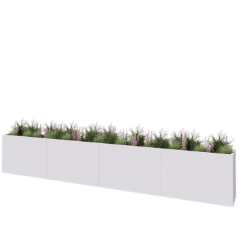 Stalen plantenbak XXL - Rechthoek - 480 x 40 x 80 cm - RAL9010 mat (wit) - Zonder bodemplaat