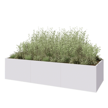 Stalen plantenbak XXL - Rechthoek - 360 x 120 x 80 cm - RAL9010 mat (wit) - Met bodemplaat