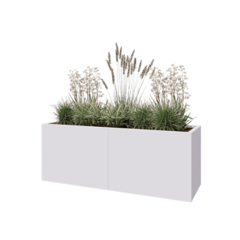 Stalen plantenbak XXL - Rechthoek - 160 x 50 x 60 cm - RAL9010 mat (wit) - Met bodemplaat