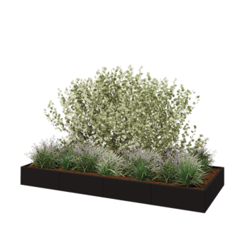 Stalen plantenbak XXL - Rechthoek - 320 x 120 x 30 cm - RAL9005 mat (zwart) - Met bodemplaat