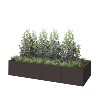 Stalen plantenbak XXL - Rechthoek - 320 x 120 x 60 cm - RAL7016 mat (antraciet grijs) - Met bodemplaat