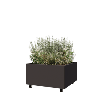Stalen plantenbak - Vierkant - 80 x 80 x 40 cm - Andere RAL kleur - Met bodemplaat - Met wielen