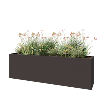Stalen plantenbak XXL - Rechthoek - 200 x 40 x 60 cm - RAL7016 mat (antraciet grijs) - Met bodemplaat