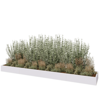 Stalen plantenbak XXL - Rechthoek - 480 x 80 x 30 cm - RAL9010 mat (wit) - Met bodemplaat