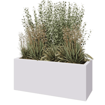 Polyester plantenbak - Rechthoek - 120 x 40 x 50 cm - RAL9010 mat (wit) - Met bodem