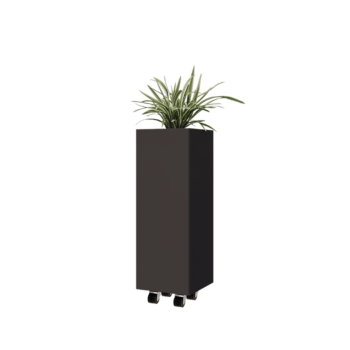 Stalen plantenbak - Vierkant - 30 x 30 x 80 cm - RAL7016 mat (antraciet grijs) - Met bodemplaat - Met wielen