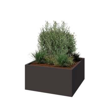 Stalen plantenbak - Vierkant - 100 x 100 x 50 cm - RAL7016 mat (antraciet grijs) - Zonder bodemplaat