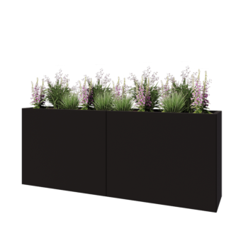 Stalen plantenbak XXL - Rechthoek - 200 x 40 x 80 cm - RAL9005 mat (zwart) - Zonder bodemplaat