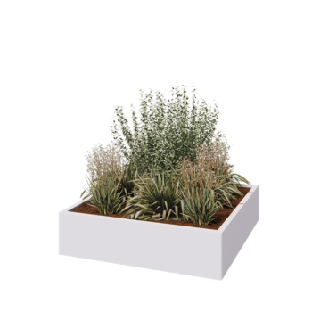 Stalen plantenbak - Vierkant - 120 x 120 x 30 cm - RAL9010 mat (wit) - Zonder bodemplaat