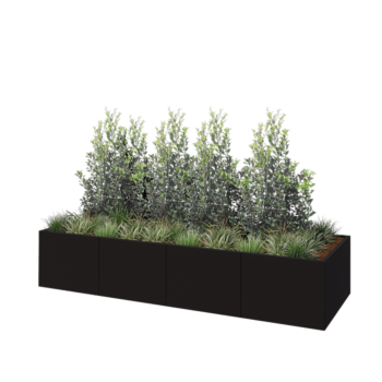 Stalen plantenbak XXL - Rechthoek - 320 x 100 x 60 cm - RAL9005 mat (zwart) - Zonder bodemplaat