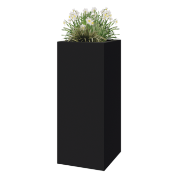 Polyester plantenbak - Vierkant - 50 x 50 x 120 cm - RAL7021 mat (zwartgrijs) - Met bodem