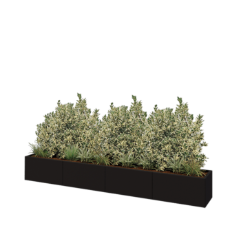 Stalen plantenbak XXL - Rechthoek - 320 x 40 x 40 cm - RAL9005 mat (zwart) - Met bodemplaat