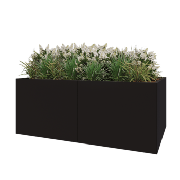 Stalen plantenbak XXL - Rechthoek - 200 x 120 x 80 cm - RAL9005 mat (zwart) - Met bodemplaat