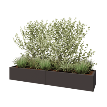 Stalen plantenbak XXL - Rechthoek - 200 x 50 x 30 cm - RAL7016 mat (antraciet grijs) - Met bodemplaat