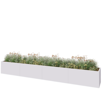 Stalen plantenbak XXL - Rechthoek - 480 x 60 x 60 cm - RAL9010 mat (wit) - Met bodemplaat